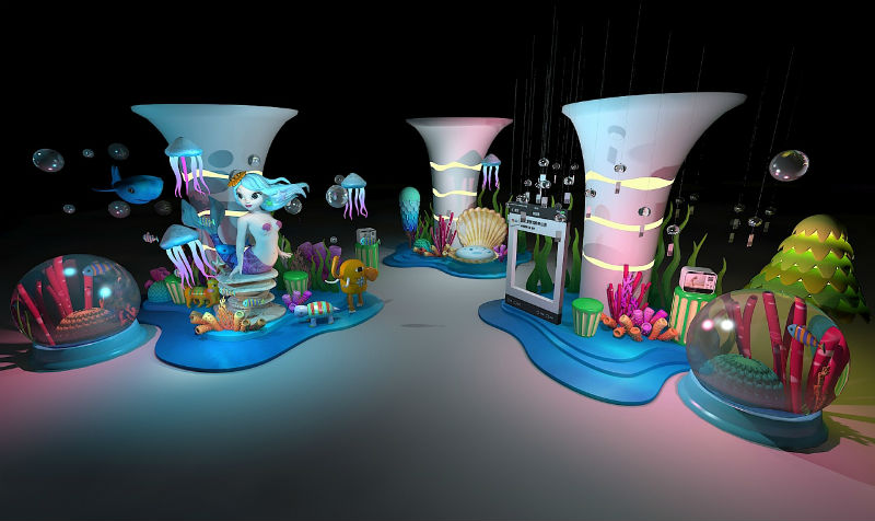 海底世界的美陈展览活动设计打造出来的海洋场景迷醉了心灵